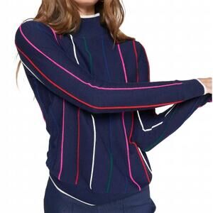 NEW VILAGALLO stripe long sleeve sweater in navy multi